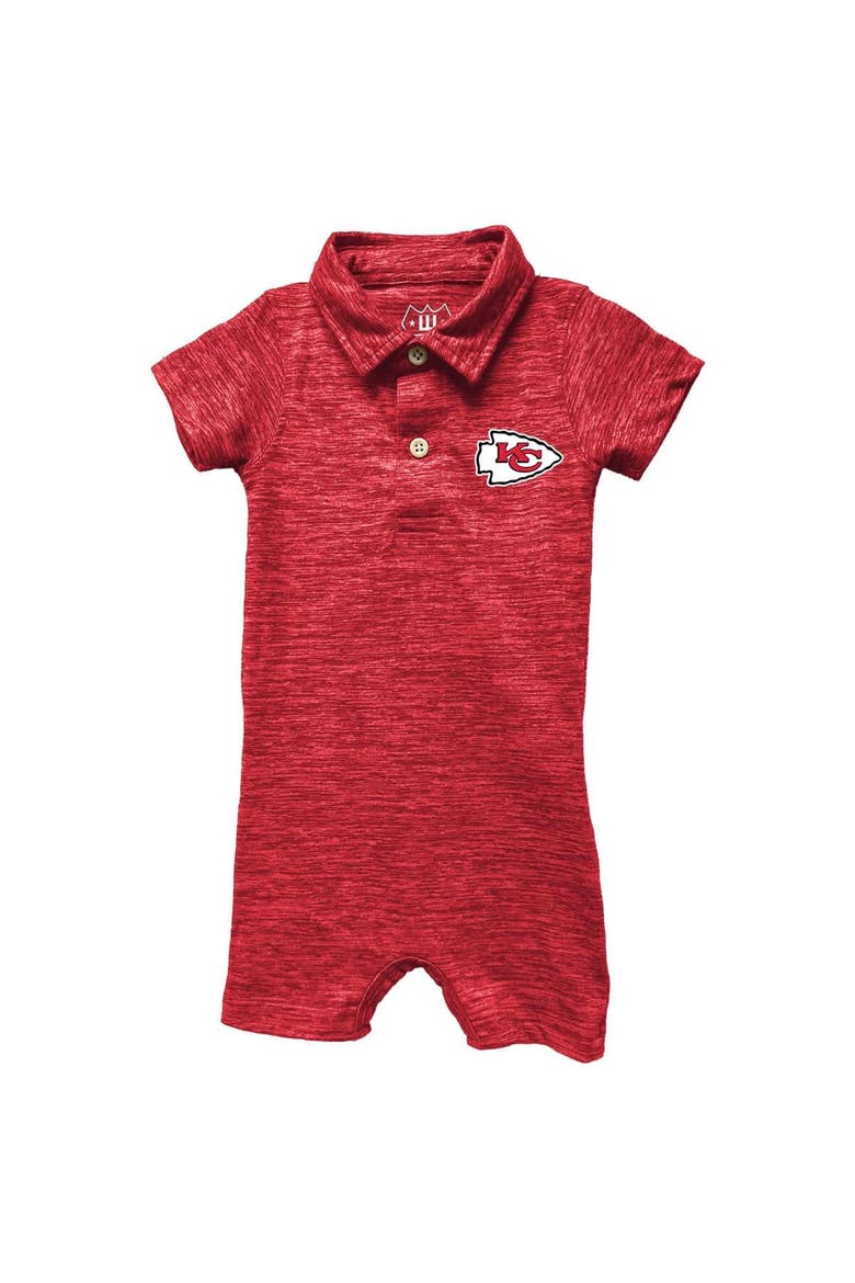Infant Wes & Willy Red Kansas City Chiefs Short Leg Cloudy Yarn Polo Bodysuit, Main, color, Red