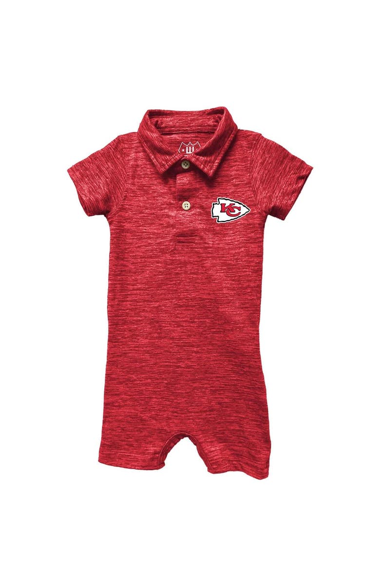 Wes & Willy Infant Wes & Willy Red Kansas City Chiefs Short Leg Cloudy Yarn Polo Bodysuit, Main, color, Red