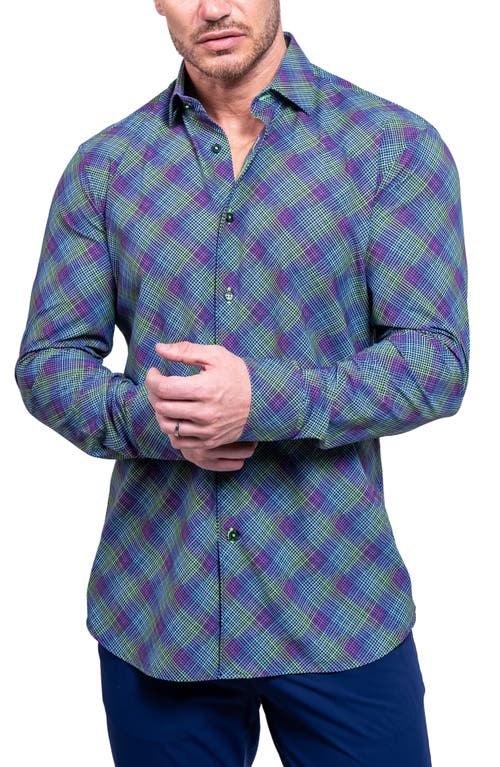 Maceoo Fibonacci Resistance Blue Contemporary Fit Cotton Button-up Shirt