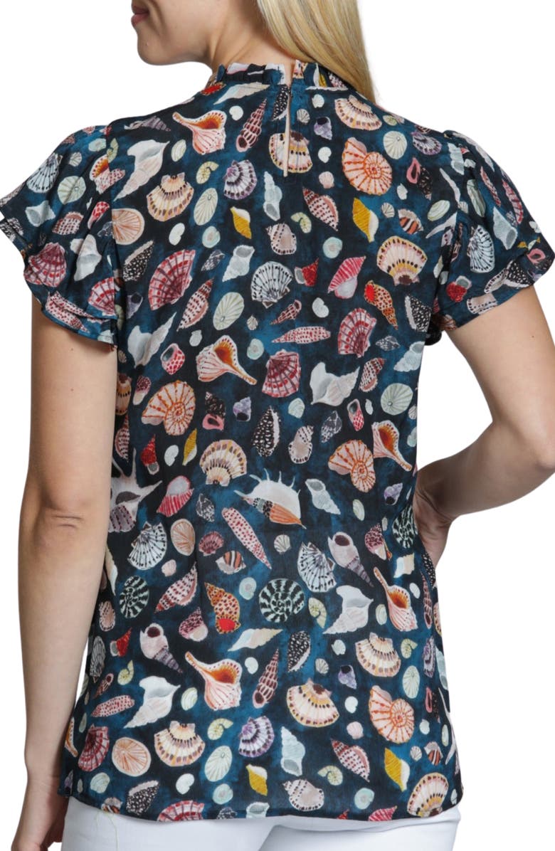 APNY Allover Print Flutter Sleeve Shirt, Alternate, color, Indigo Multi