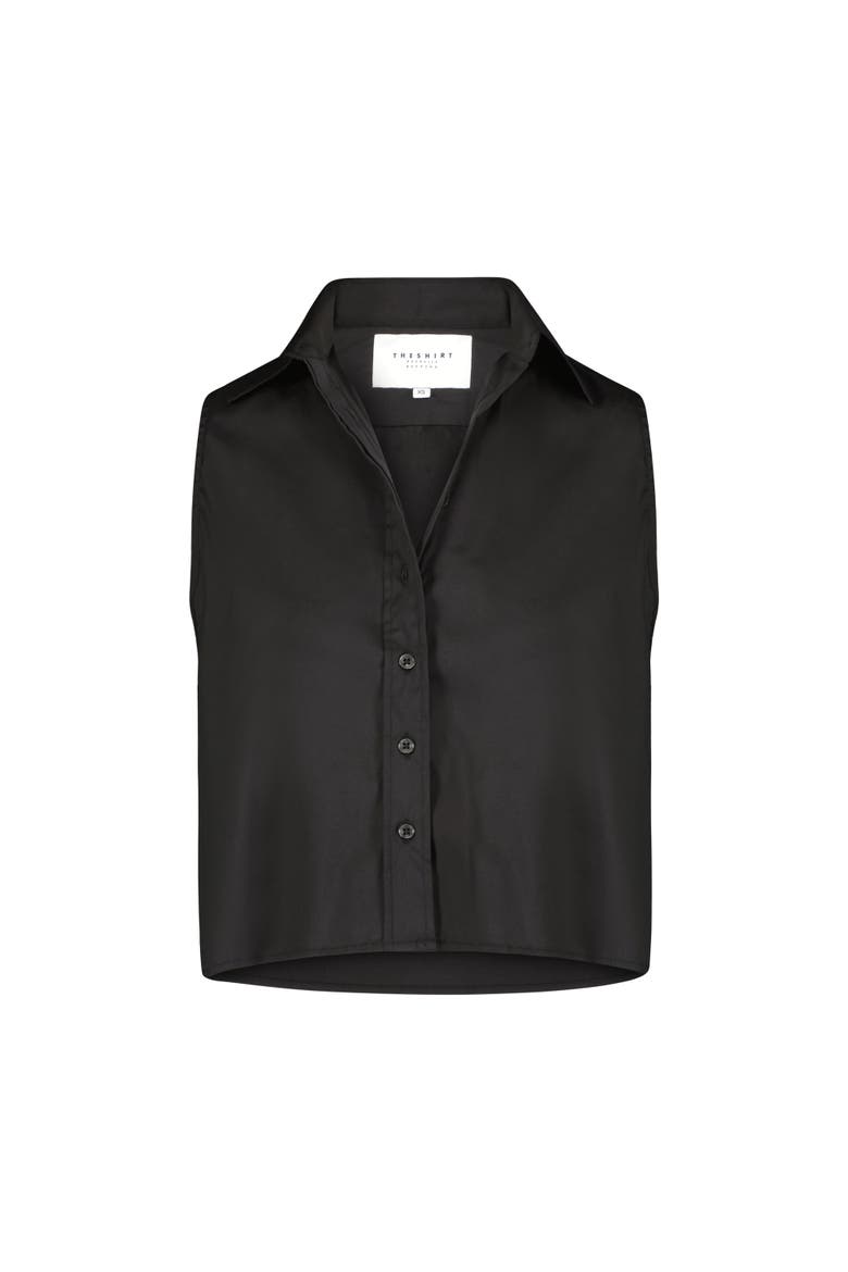 The Boxy Cropped Sleeveless Shirt, Alternate, color, Black