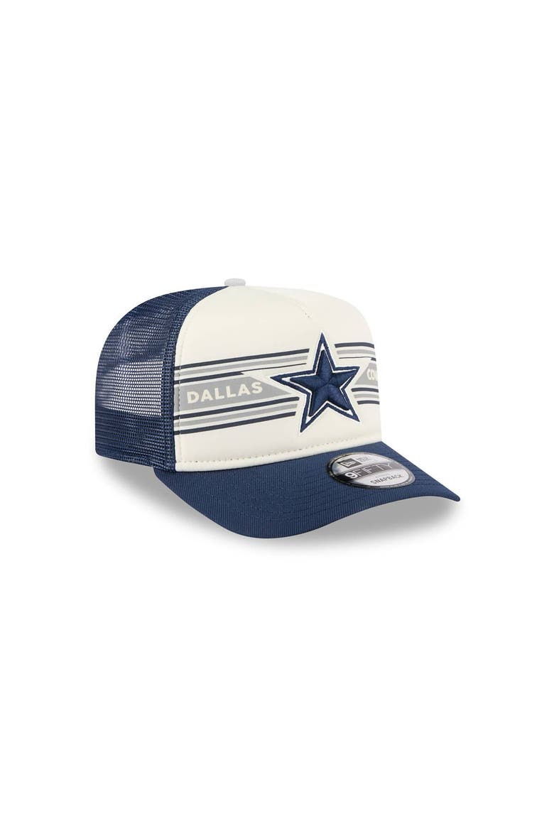 Men's New Era Cream/Navy Dallas Cowboys Banner A-Frame 9FIFTY Snapback Hat, Alternate, color, Cream