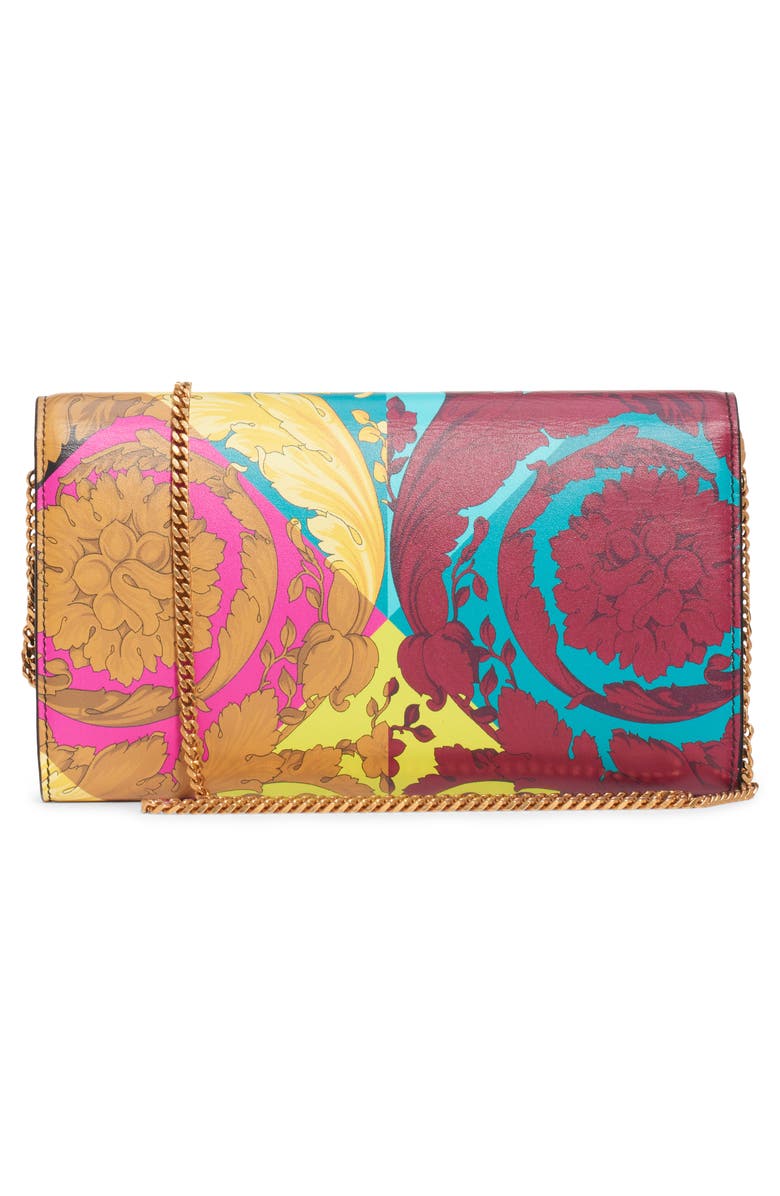Versace First Line Voyage Barocco Print Wallet on a Chain, Alternate, color,