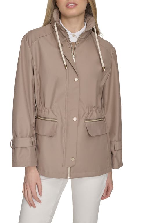 Cole Haan Signature Hooded Oversize Rain Jacket In Light Taupe
