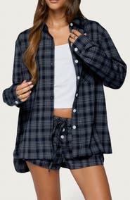 EDIKTED Alessa Plaid Button-Up Shirt