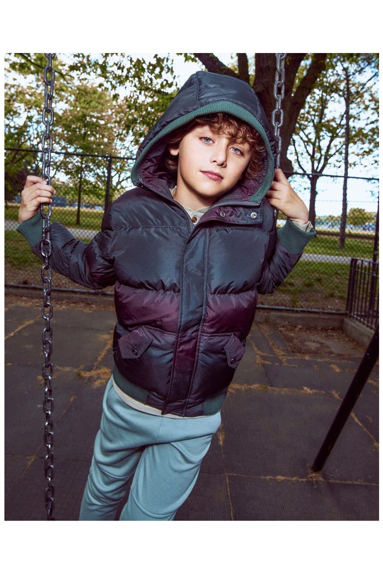 Kids' Down Puffy Coat, Alternate, color, HUNTER WAVE