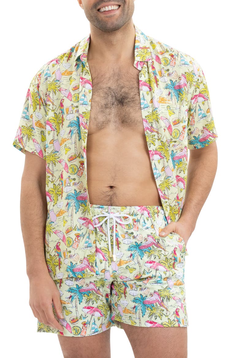 Margaritaville by Kenny Flowers - Welcome to Margaritaville - Lime - Swim Trunks, Alternate, color, Green