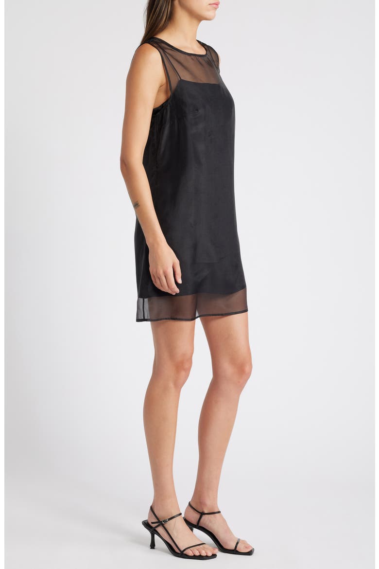 Vina Sheer Overlay Minidress, Alternate, color, BLACK