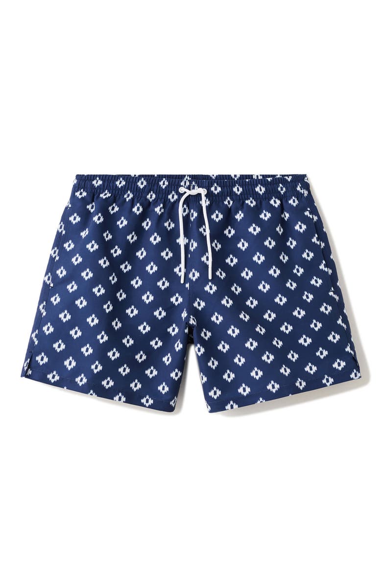 Print Swim Trunks, Alternate, color, INDIGO BLUE