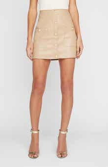 L'AGENCE Truman Snap Faux Leather Miniskirt