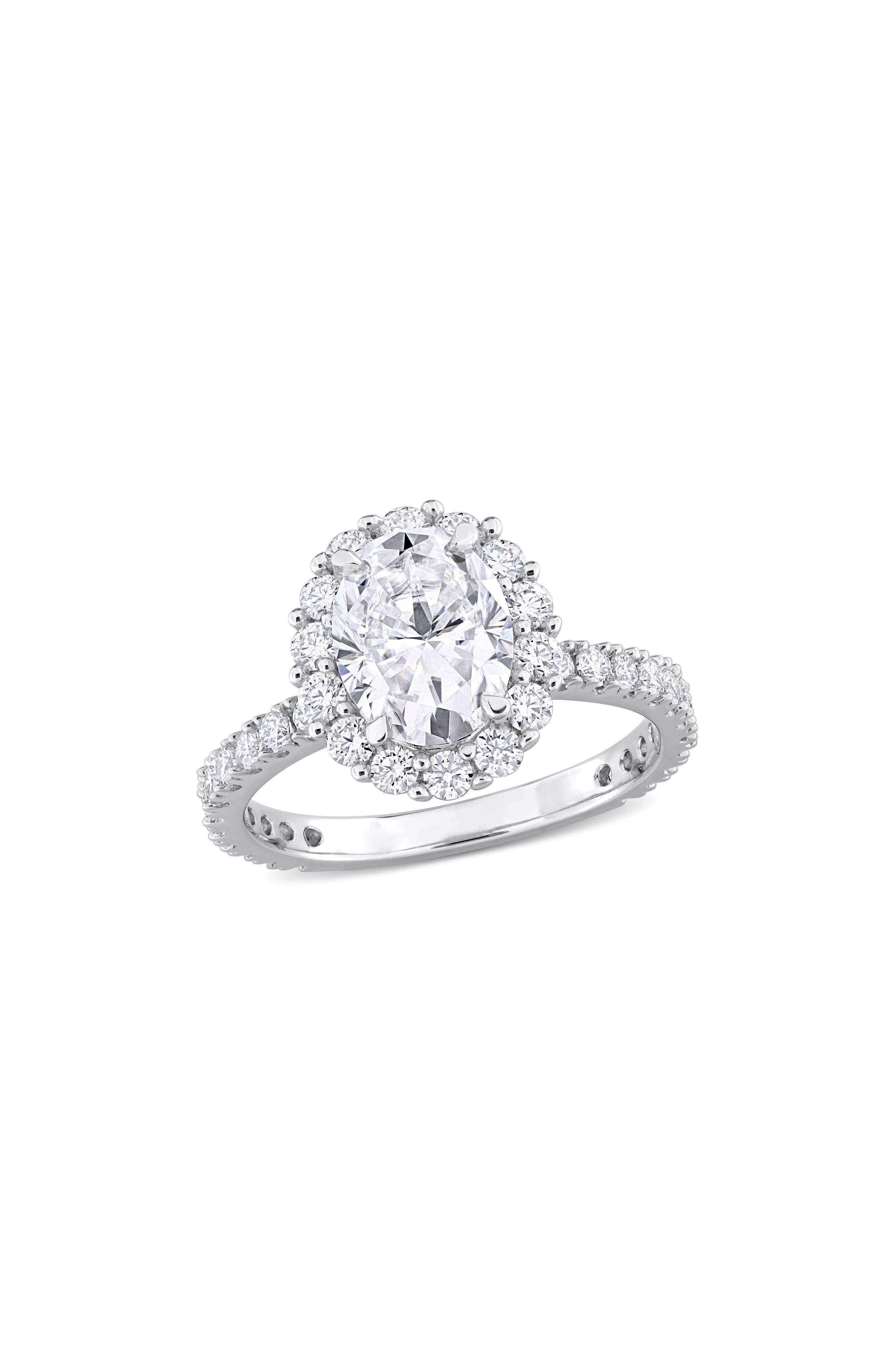 DELMAR Sterling Silver Created Moissanite Engagement Style Ring