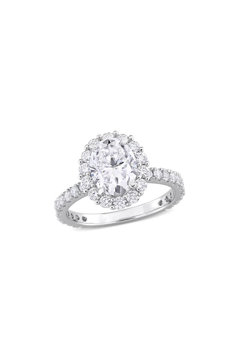 Sterling Silver Created Moissanite Engagement Style Ring, Main, color, WHITE/ SILVER