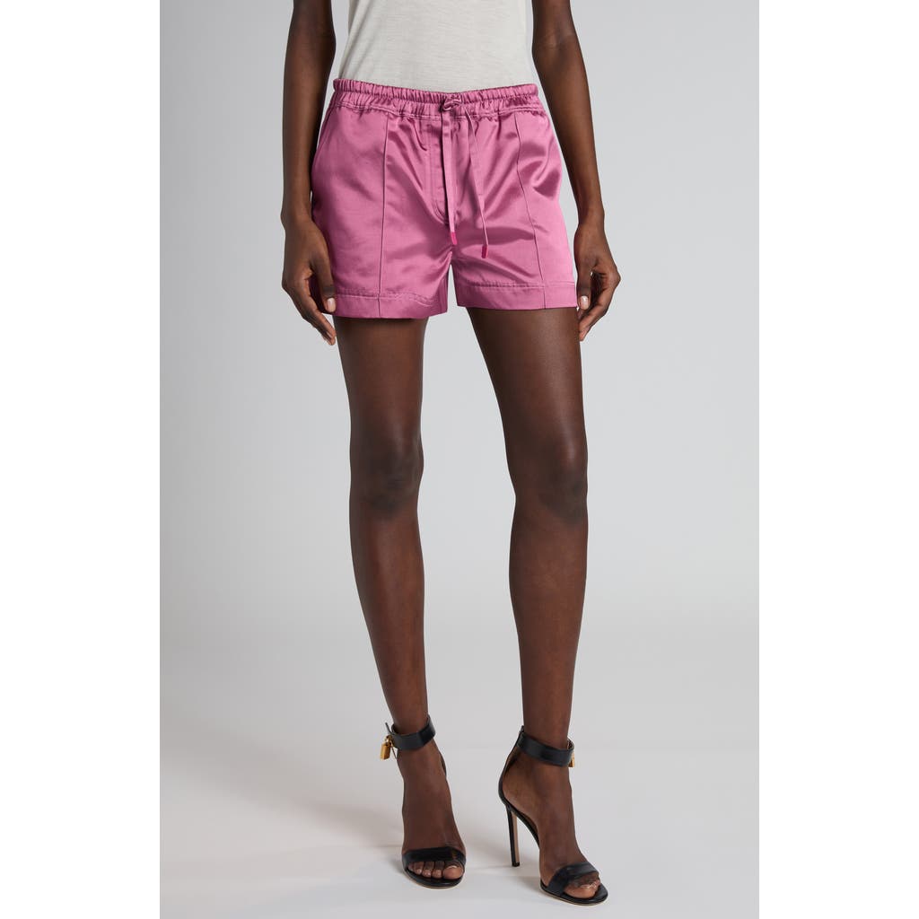 Tom Ford Shiny Rayon Satin Pajama Shorts In Fuchsia Rose