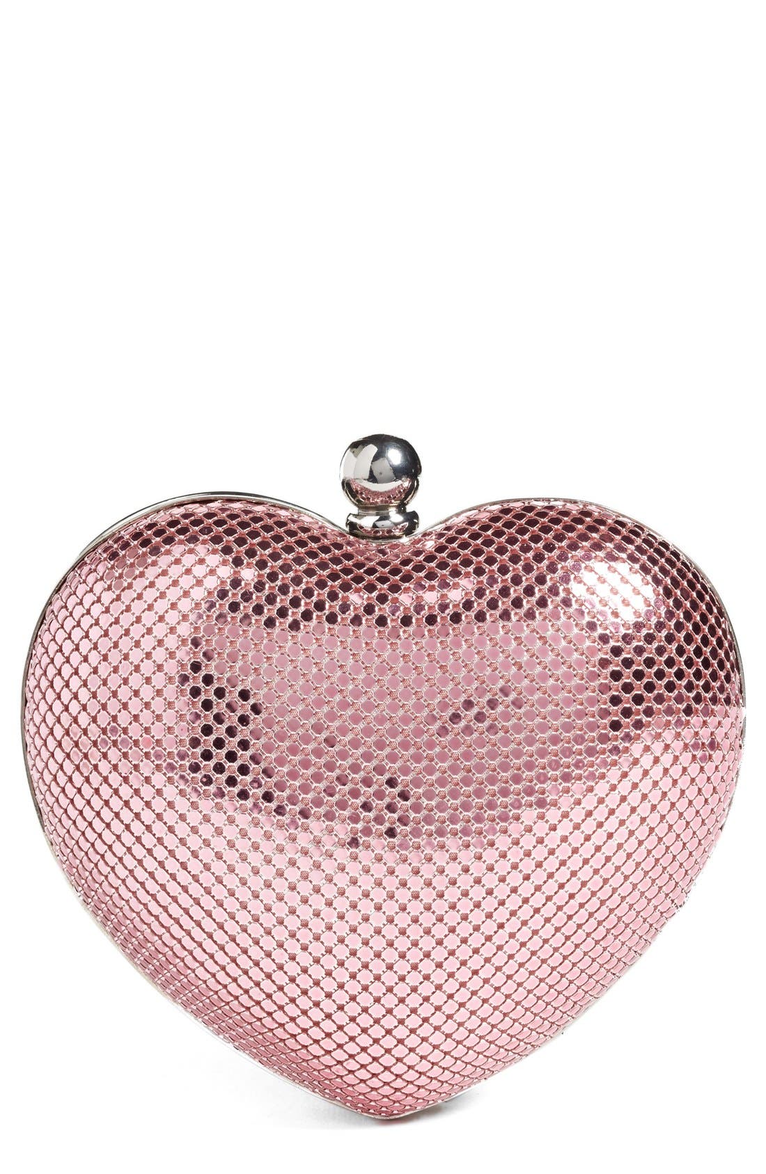 'Charity Heart' Minaudière, Main, color, PINK