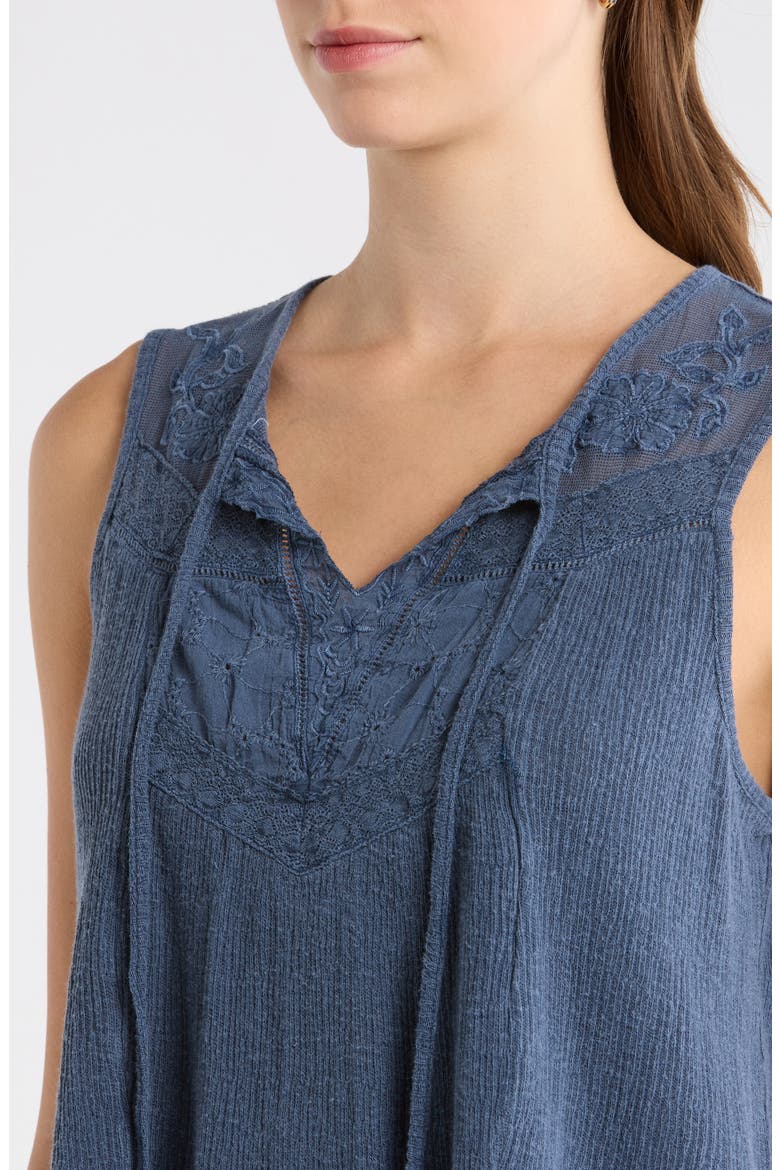 Cutwork Embroidered Cotton Swing Tank, Alternate, color, OMBRE BLUE