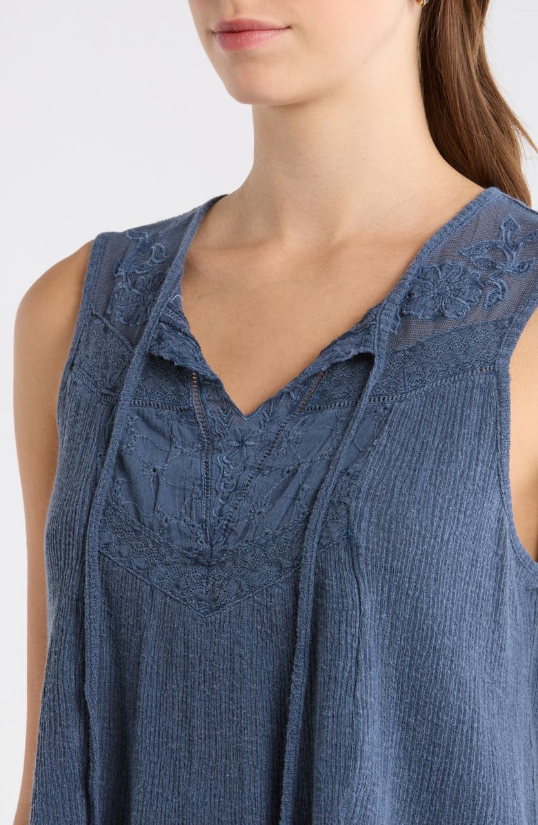 Lucky Brand Cutwork Embroidered Cotton Swing Tank, Alternate, color, Ombre Blue