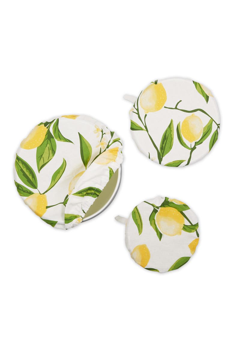 Reusable Cotton Dish Cover Set/3, Alternate, color, Lemon Bliss