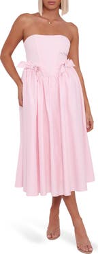 Petal & Pup Seren Strapless Midi Dress