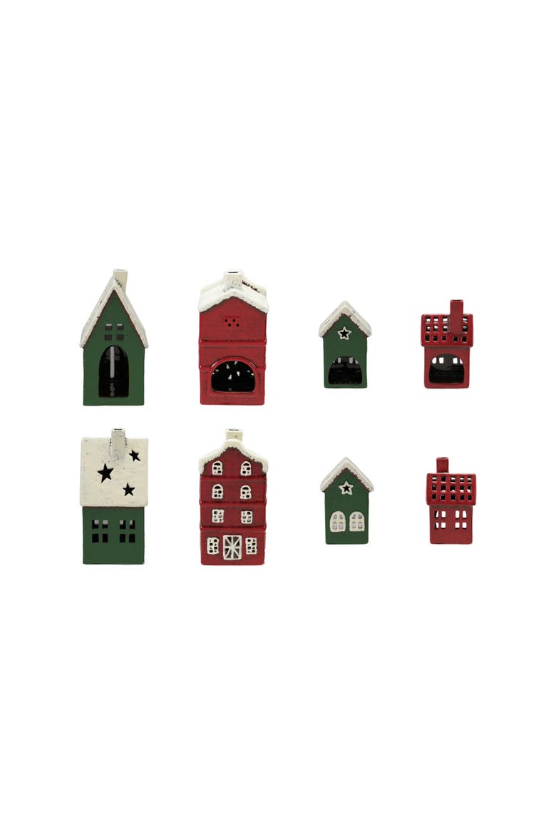 Hand-Painted Dolomite House Tealight Holder Set, Main, color, Multicolor