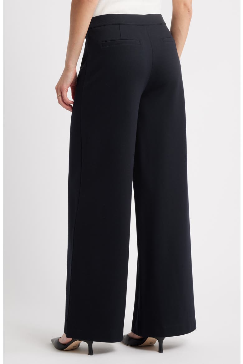 High Waist Wide Leg Ponte Pants, Alternate, color, BLACK