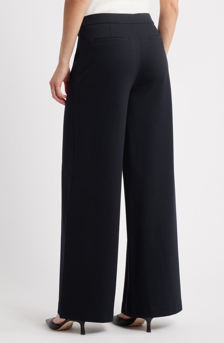 Caslon<sup>®</sup> High Waist Wide Leg Ponte Pants, Alternate, color, Black