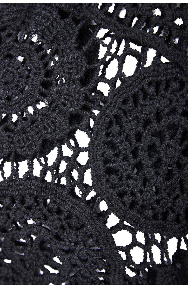 SAACHI Crocheted High-Low Cover-Up, Alternate, color, Black