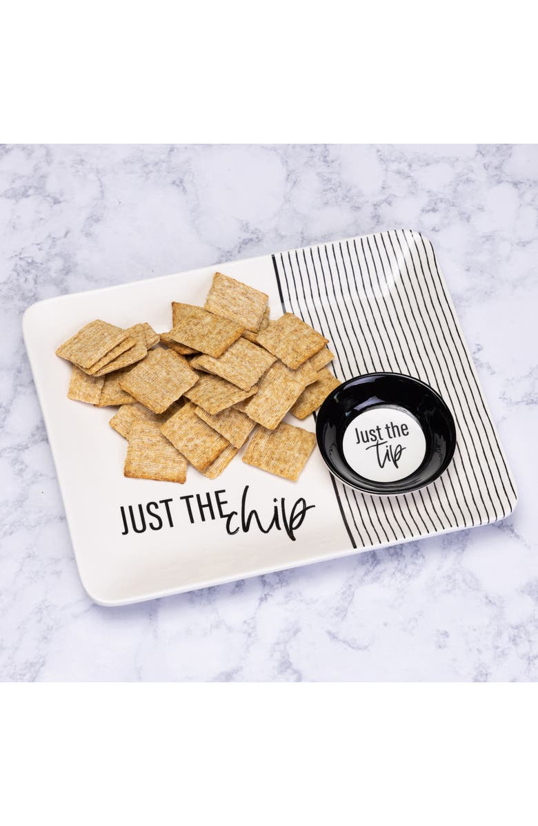 Totalee Gift Tip/Chip Platter & Bowl Set of 2 Ceramic White, Alternate, color, White