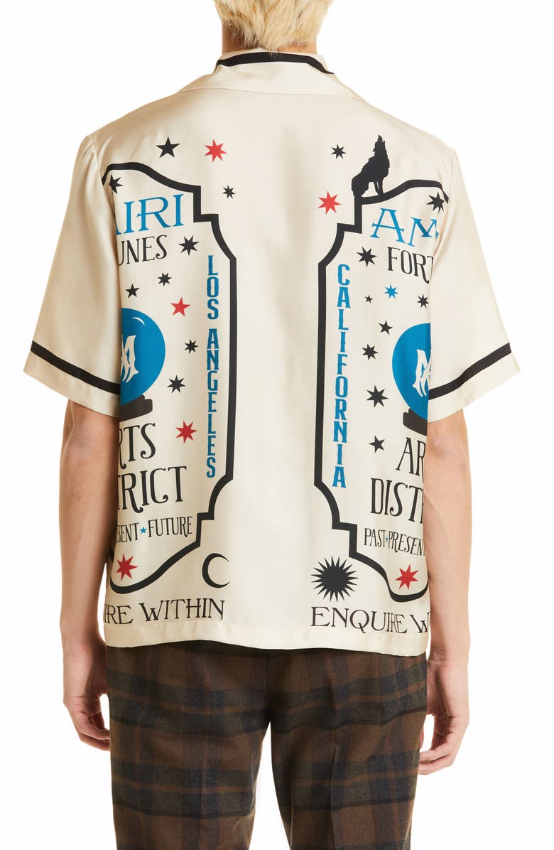 AMIRI Fortune Print Silk Bowling Shirt, Alternate, color,