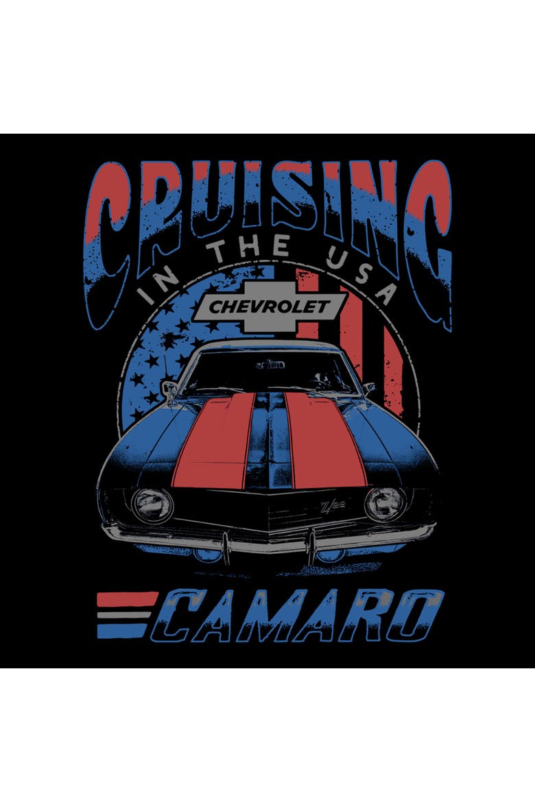 Junior's Camaro Cruising in the USA Short Sleeve Oversized T-Shirt, Alternate, color, Black