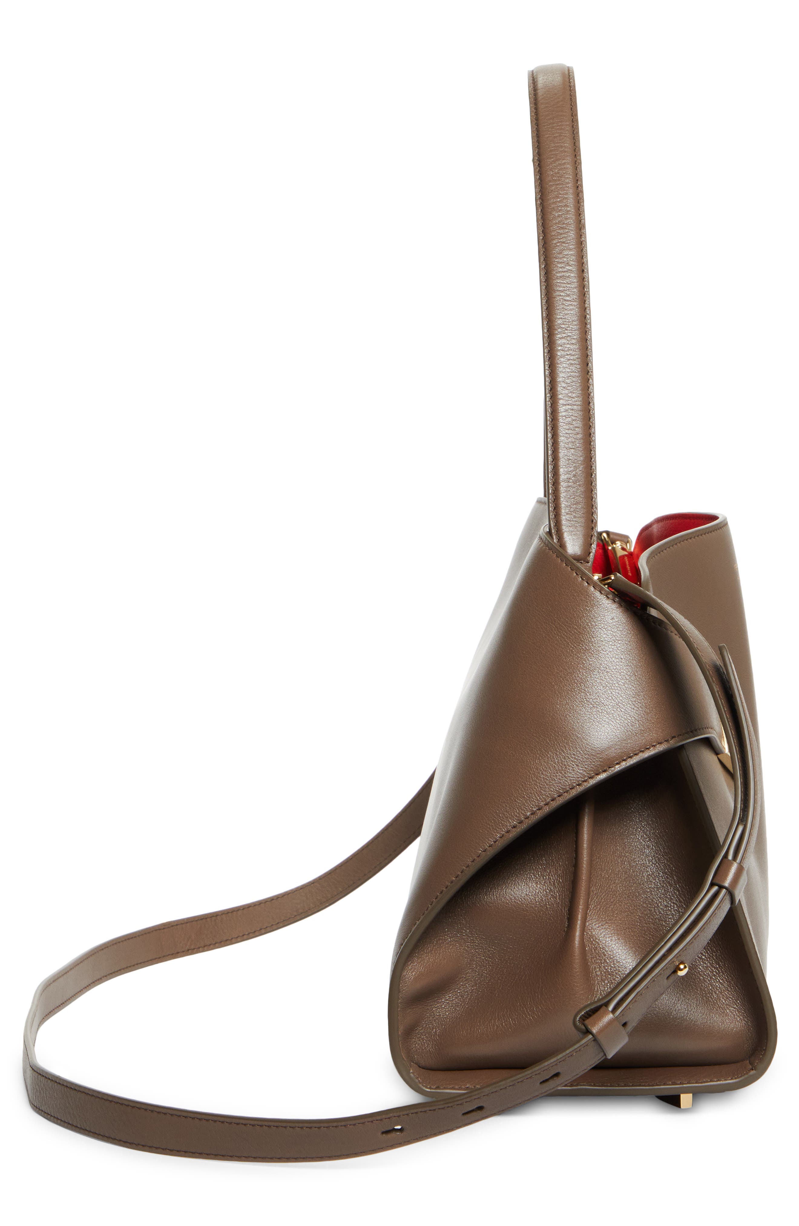 FERRAGAMO Small Hug Leather Top Handle Bag, Alternate, color, Clay/ Flame Red