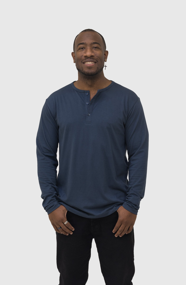 EPIC FITS Long Sleeve Henley, Alternate, color, Black / White / Slate Blue