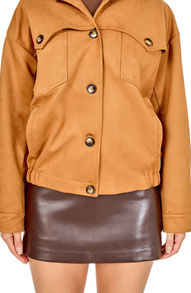 Endless Rose Oversized Faux Suede Jacket, Alternate, color, Camel