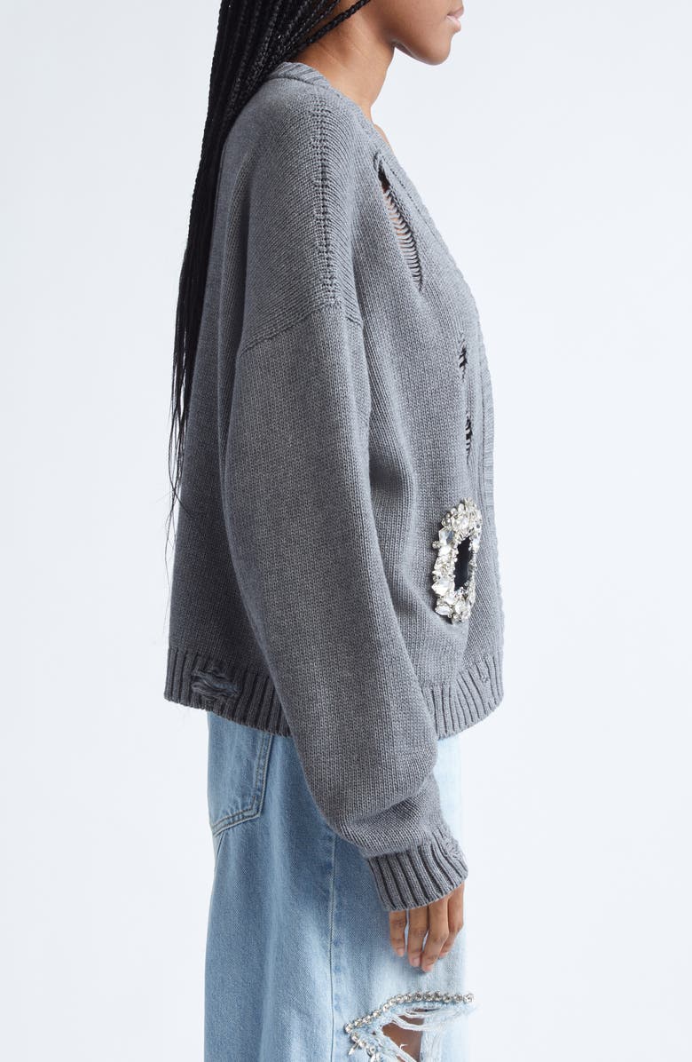 Area Distressed Crystal Cotton
Cashmere Cardigan, Alternate, color, Heathered Grey
