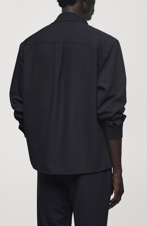 Mango Regular Fit Stretch Button-up Shirt In Dark Navy