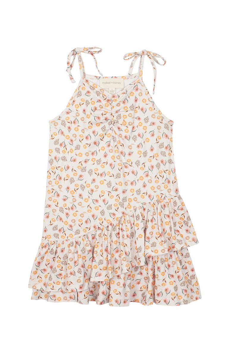 Mabel + Honey Mabel and Honey Girls' Golden Hour Floral Halter Dress, Size 4, Nordstrom Exclusive., Main, color, Coral