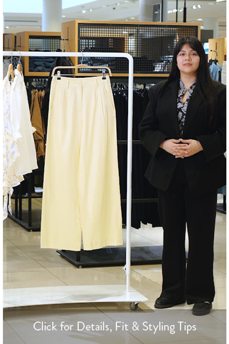 Pleated High Waist Linen Blend Dress Pants video