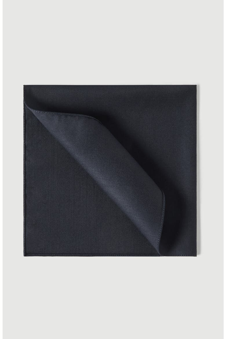 Virgin wool and silk twill pocket square, Main, color, Navy Blue