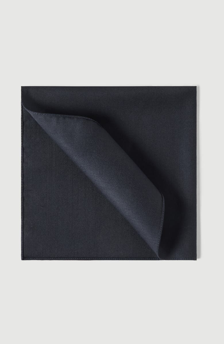 Brunello Cucinelli Virgin wool and silk twill pocket square, Main, color, Navy Blue
