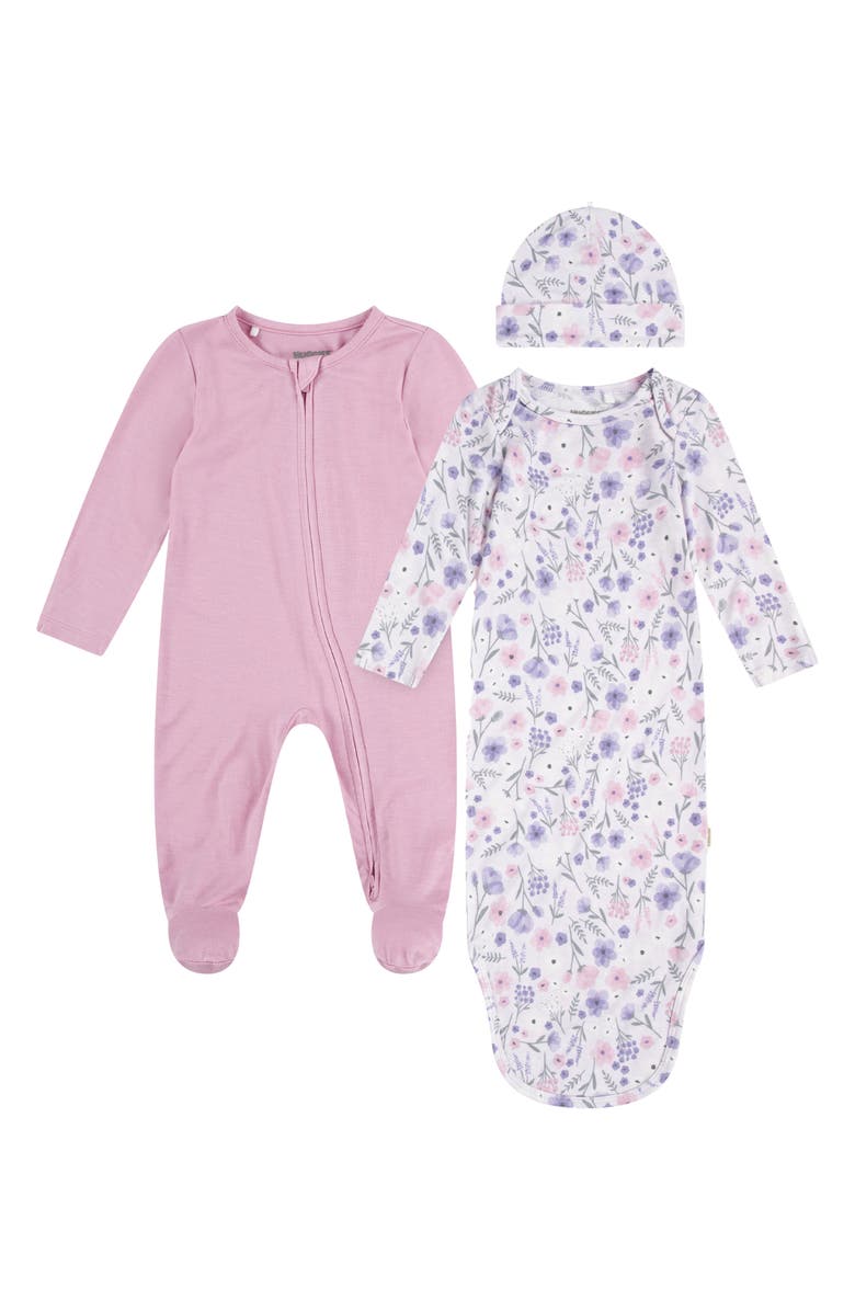 Huggies Footie, Gown & Hat Set, Main, color, Sea Pink