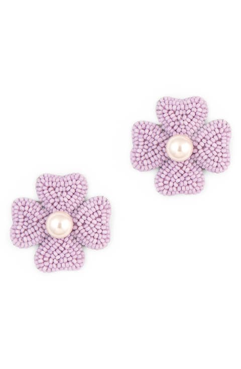 Liora Beaded Flower Drop Earrings