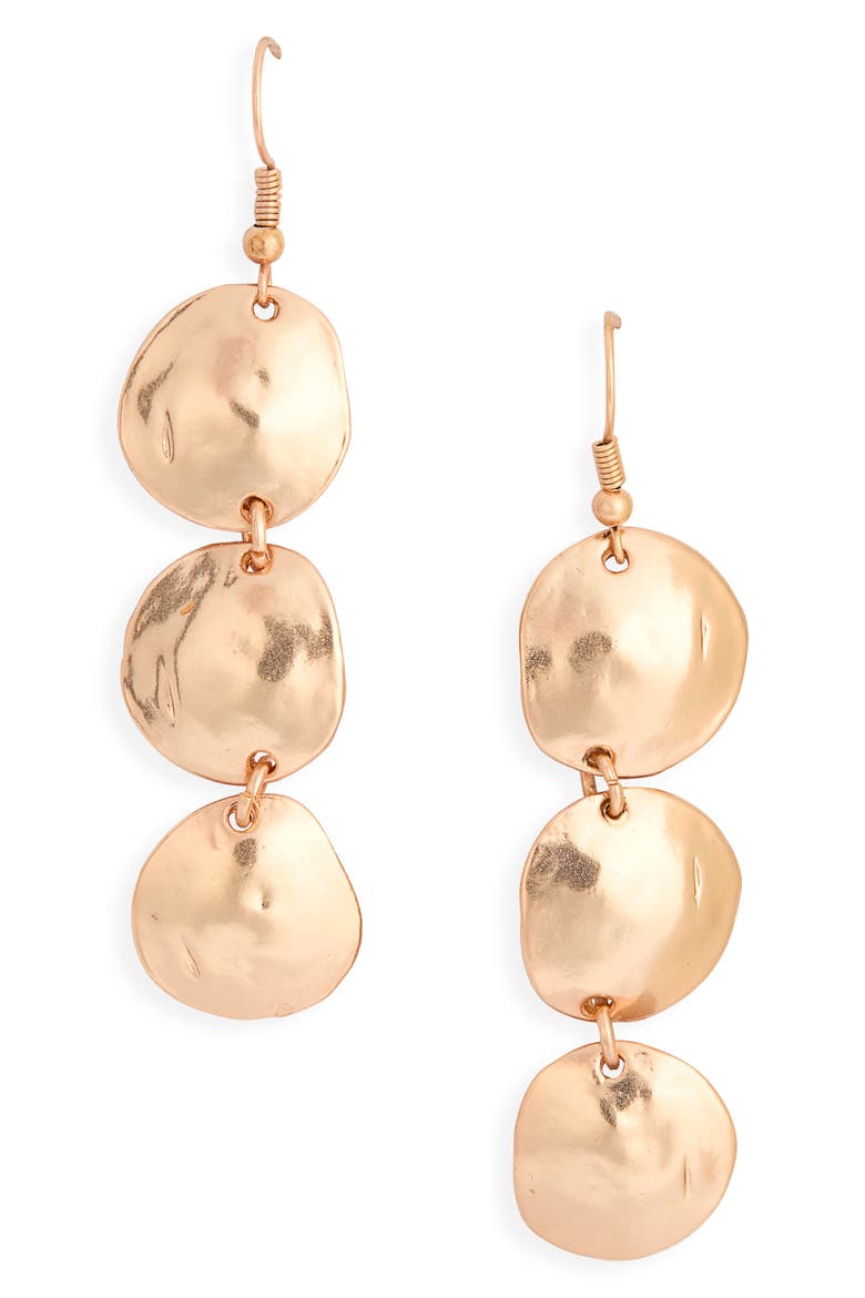 Shell Disc Drop Earrings, Main, color, ROSE GOLD