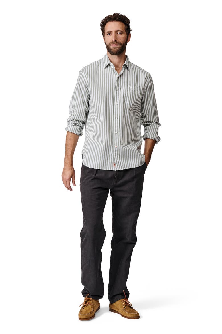 Gladstone Poplin Button-Down Shirt, Alternate, color, Thick Khaki Stripe