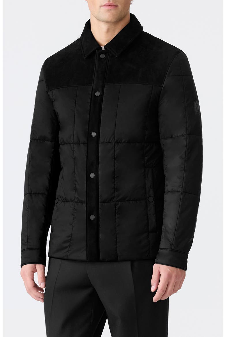 Henrick Mixed Media Insulated Water Resistant Shirt Jacket, Main, color, BLACK