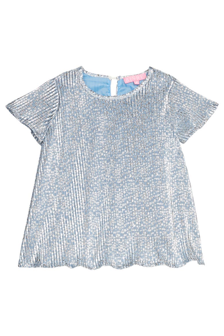 Kids' Metallic Crinkle Top, Main, color, Blue Crinkle Stars