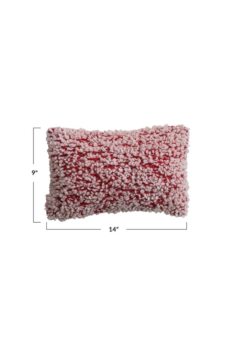 Hand-Knit Cotton Lumbar Pillow, Alternate, color, Red and Pink