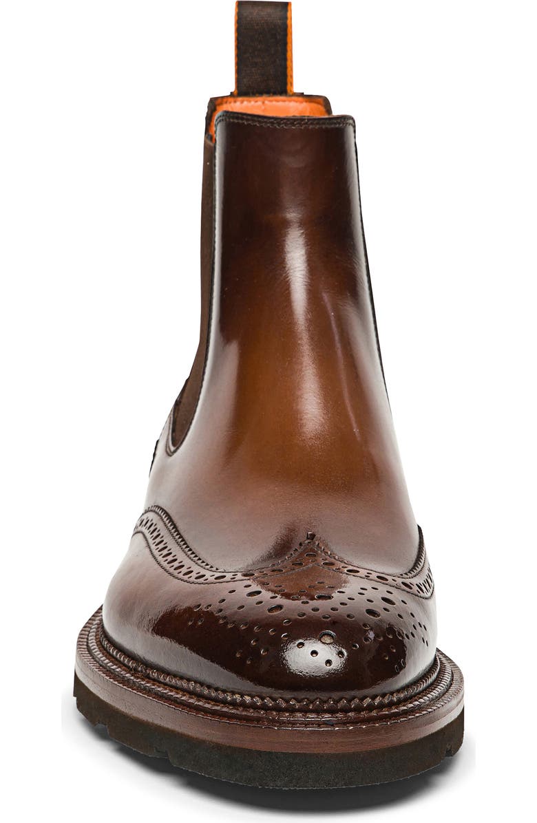 Santoni Kalama Wingtip Chelsea Boot, Alternate, color, Brown