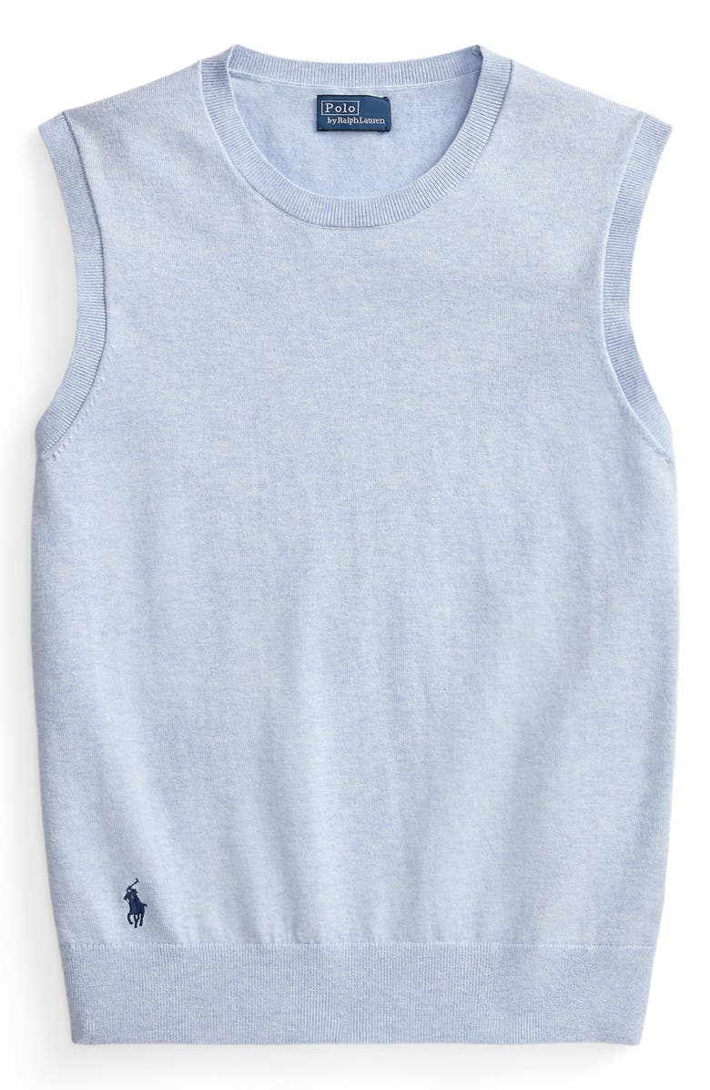 Polo Ralph Lauren Sleeveless Cotton Blend Sweater, Alternate, color, Stone Blue Heather