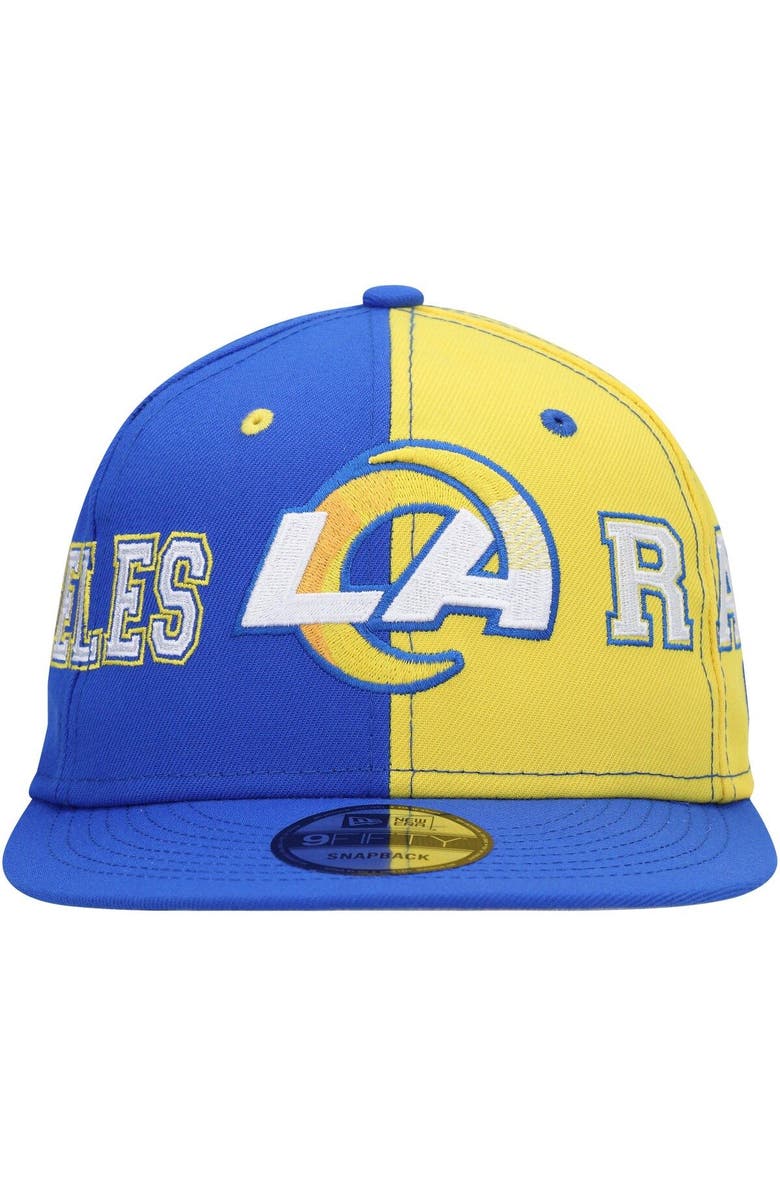 New Era Men's New Era Royal/Gold Los Angeles Rams Team Split 9FIFTY Snapback Hat, Alternate, color, Royal