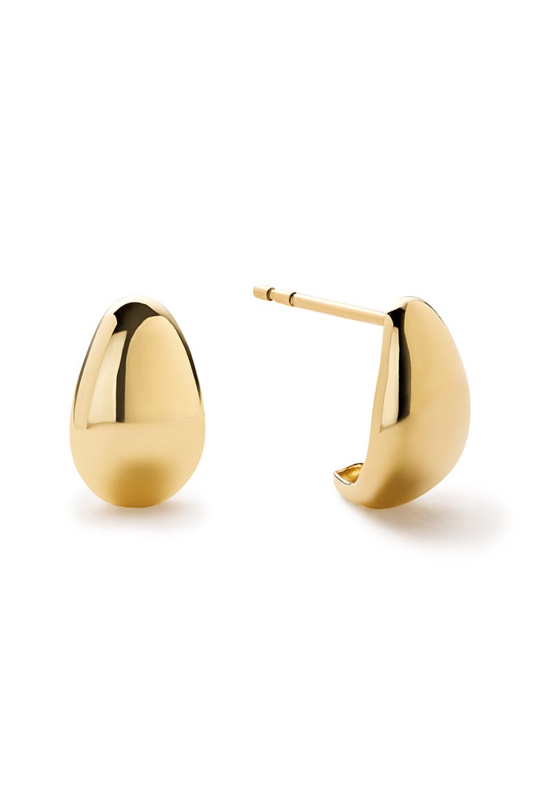 Gold Stud Earrings - Gold Teardrop Huggie Studs, Main, color, Gold