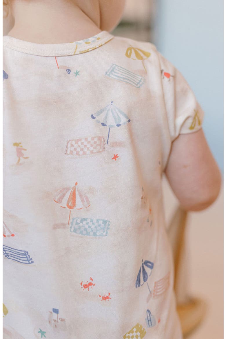 Beach Print Organic Cotton Romper, Alternate, color, SAND
